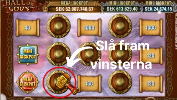 Vinstplan för Hall of Gods jackpot