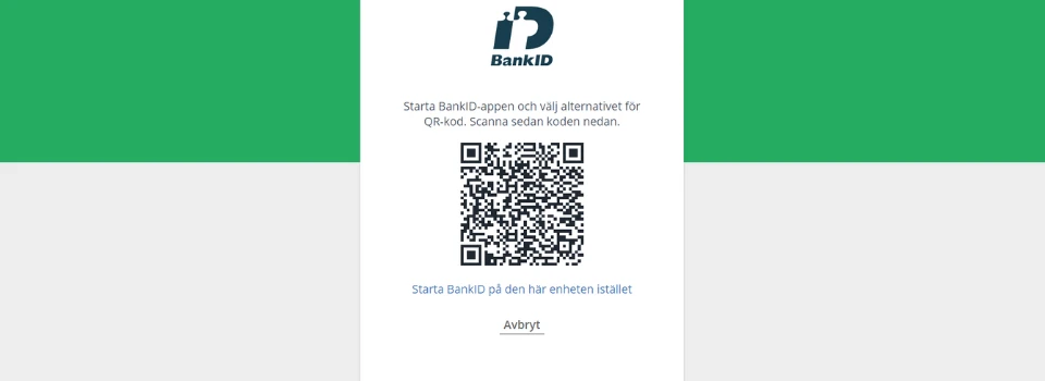 Paf Casino QR-kod med BankID