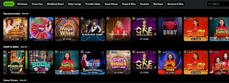 Mobilebet Casino livespel