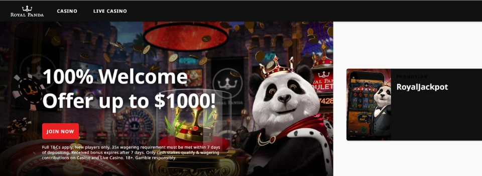 Royal Panda Casino startsida