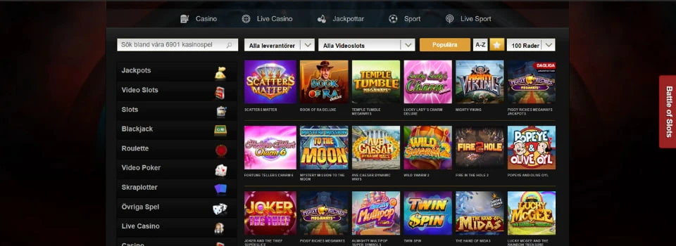 Videoslots Casino spelautomater