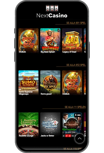 Next Casino på mobilen