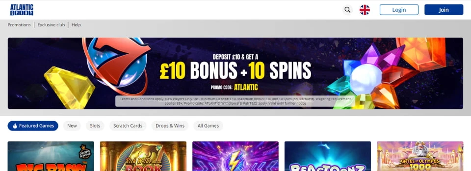 Atlantic Spins Casino startsida