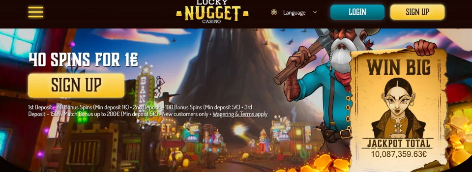 Lucky Nugget Casino startsida