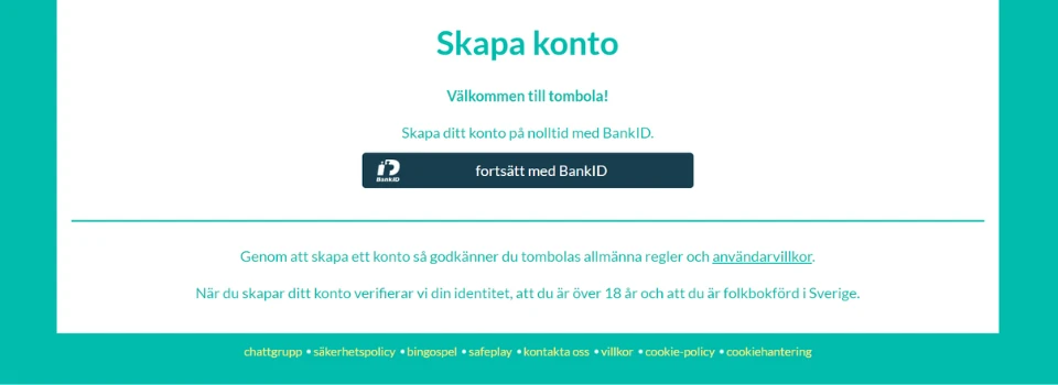 Tombola Casino fortsätt med BankID