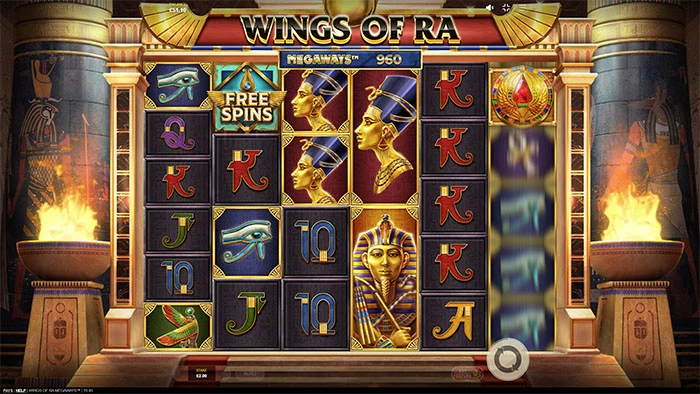 Free spins i Wings of Ra Megaways.